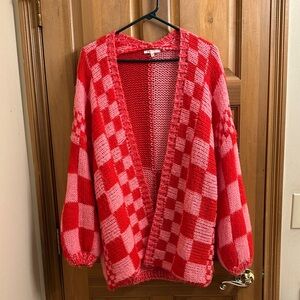 Checkered Cardigan Sweater